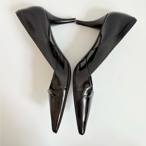 Prada Vintage Black pleated brushed leather square toe pumps EU 39 - Picture 4 of 8